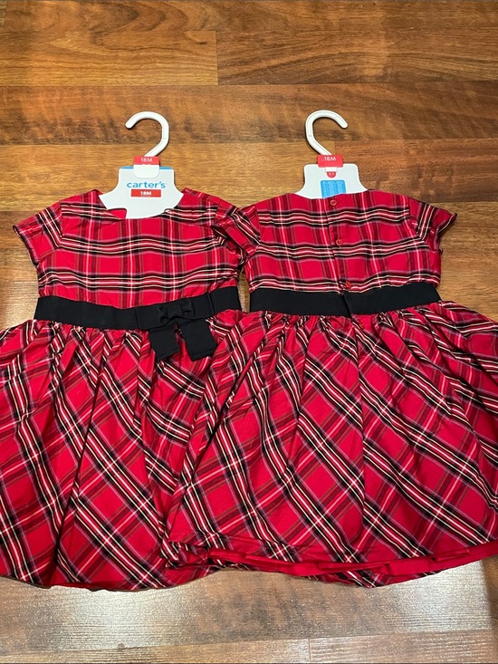 Carter's Other - Carter's Red Plaid Holiday Dresses with Black Waist Sash